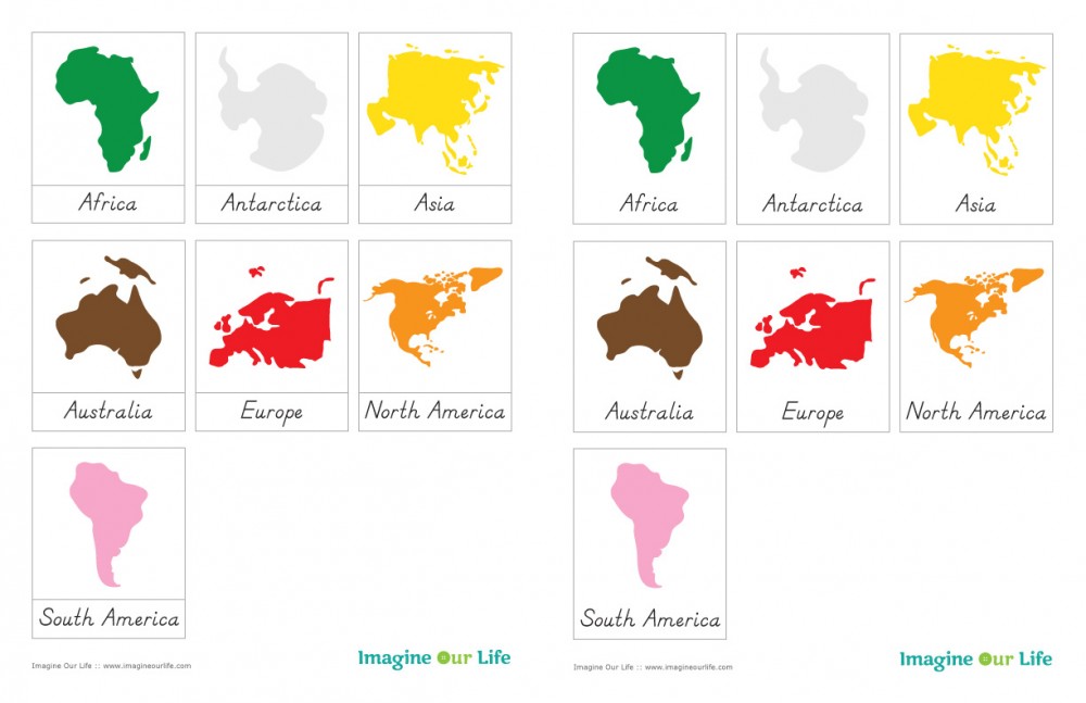 Montessori Continents Free 3-Part Cards