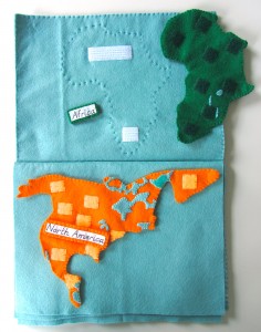 Montessori Continents Map & Quietbook with 3-Part Cards