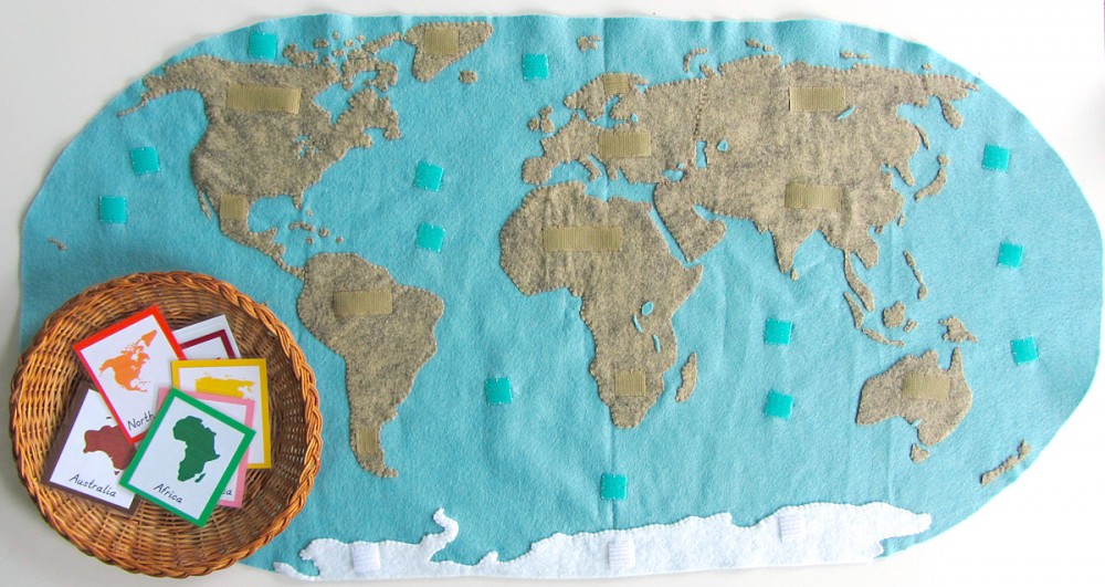 Montessori Continents Map & Quietbook with 3-Part Cards