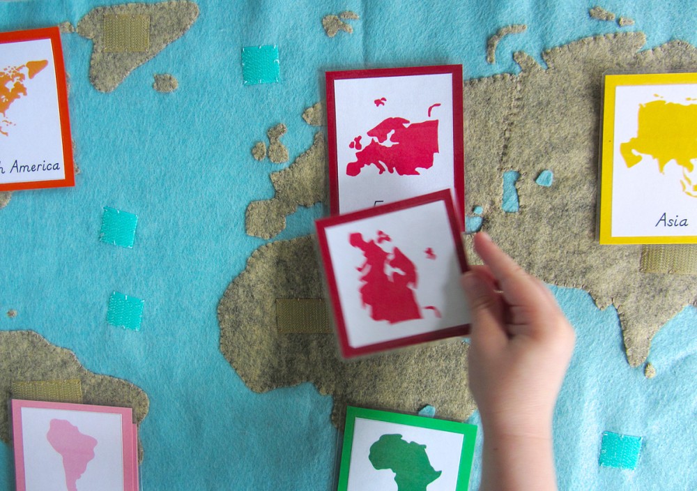 Montessori Continents Map & Quietbook with 3-Part Cards