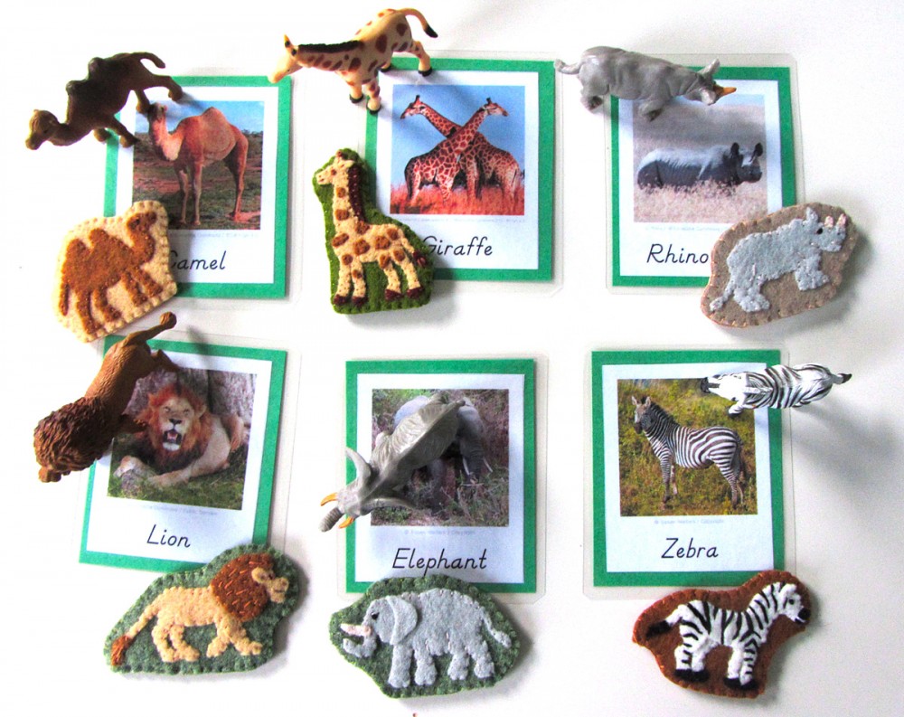 Animals of Africa for the Montessori Wall Map & Quietbook