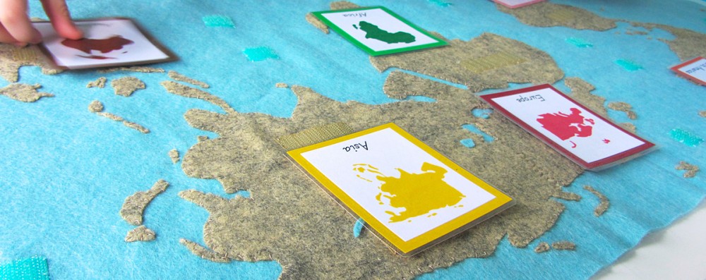 Montessori Continents Map & Quietbook with 3-Part Cards