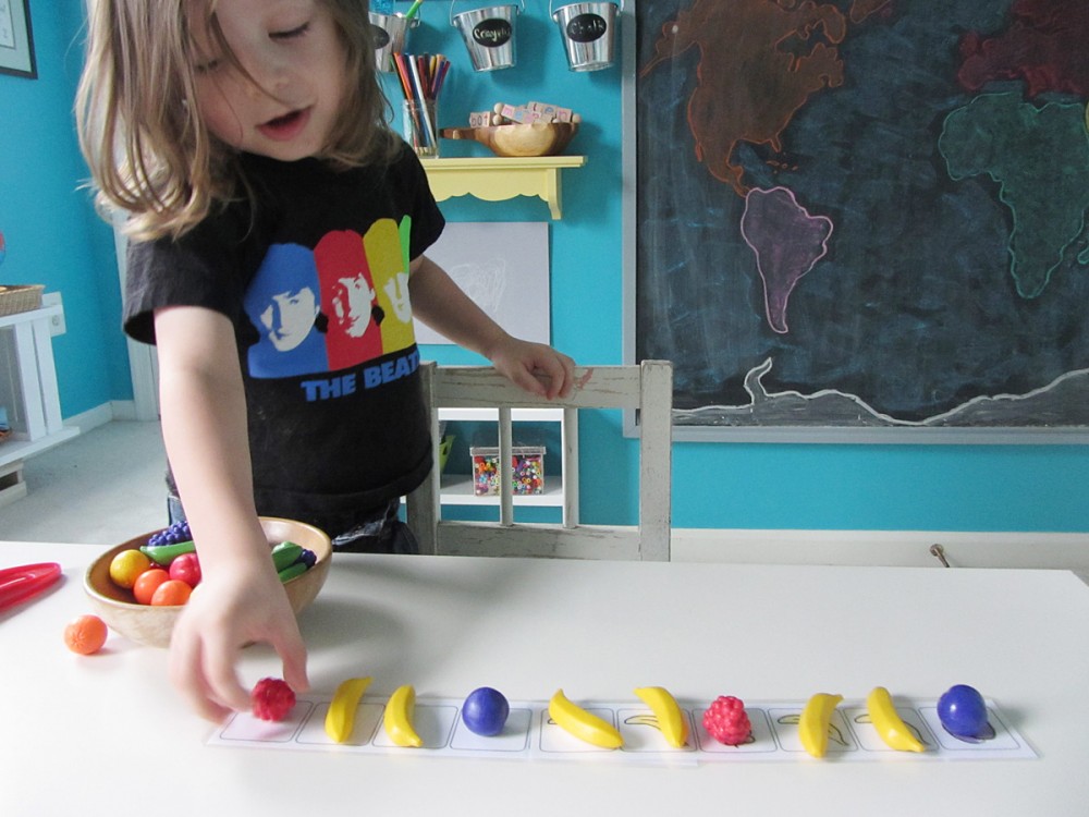 Fruit Sorting & Patterning with Free Printables