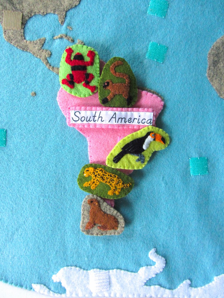 Animals of South America for the Montessori Wall Map & Quietbook with Printables