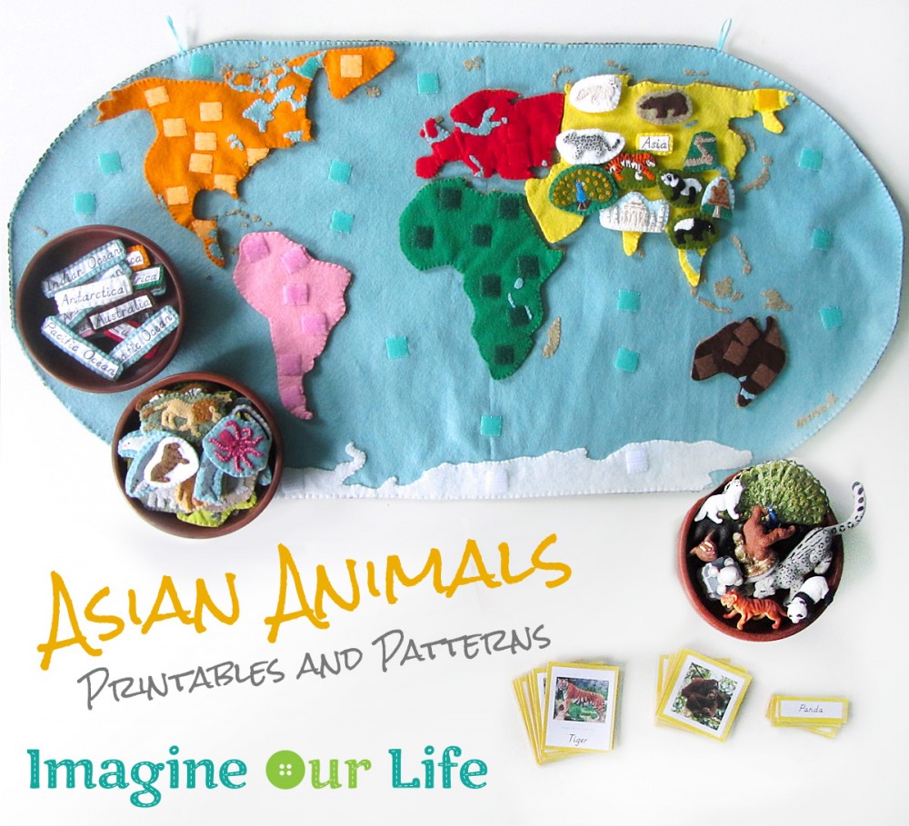 Animals of Asia for the Montessori Wall Map & Quietbook with Printables