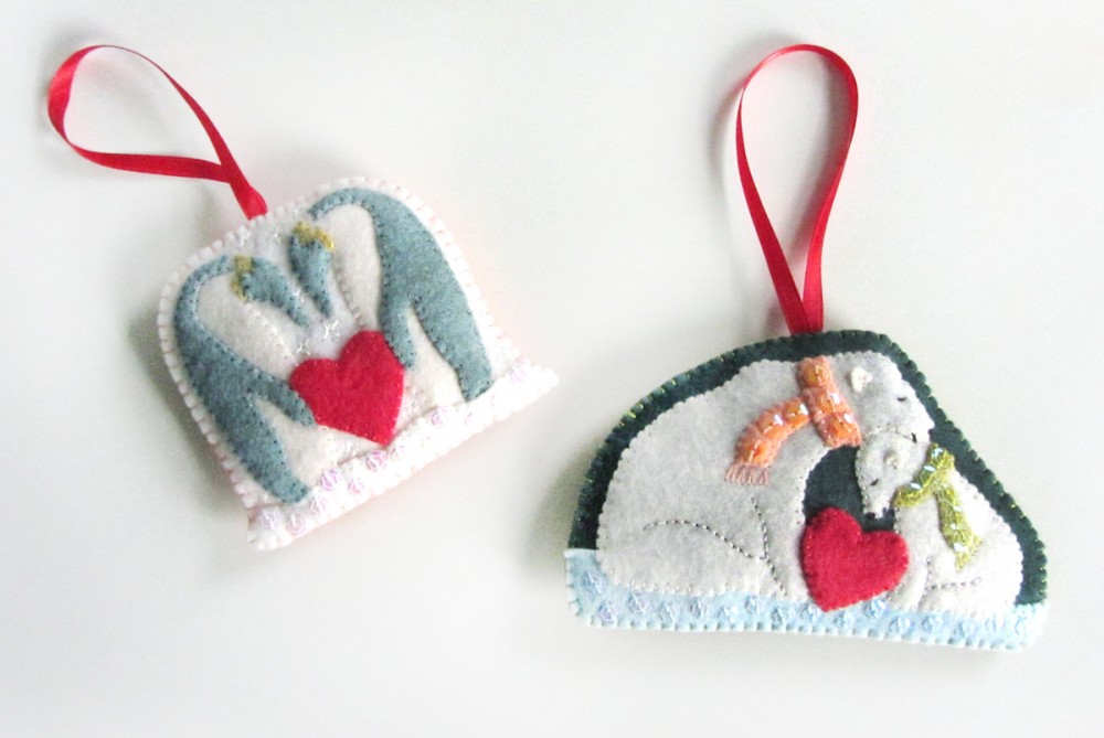 Polar Family Felt Ornament Patterns - Penguins & Polar Bears