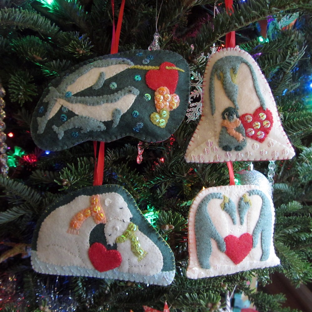 Polar Family Felt Ornament Patterns – Narwhals & Penguins