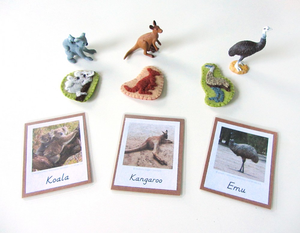 Animals of Australia for the Montessori Wall Map & Quietbook with Printables