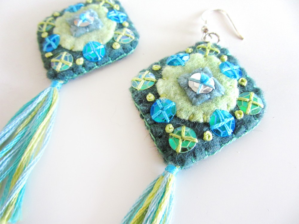 Felt and Sequin Dangle Earrings