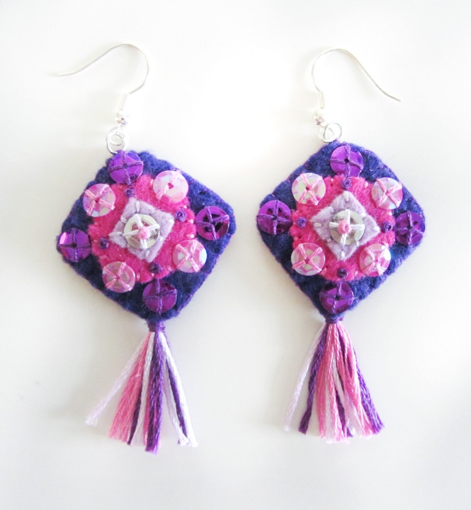 Felt and Sequin Dangle Earrings