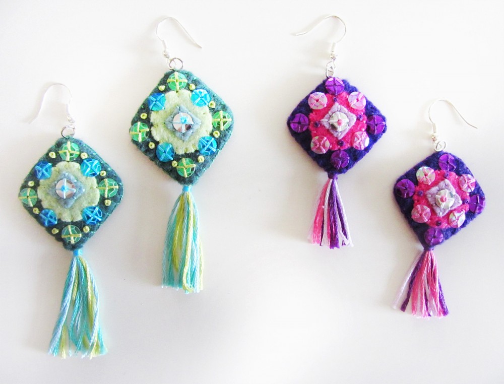 Felt and Sequin Dangle Earrings