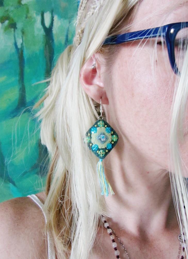 Felt and Sequin Dangle Earrings